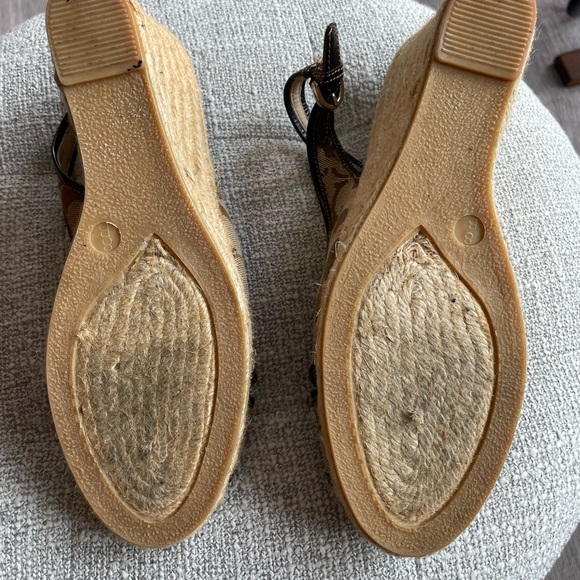 Coach Kara Brown Logo Espadrilles Wedge Sandals A3552 Size 8B Classic Versatile - Picture 6 of 6